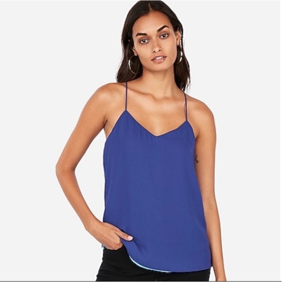 Express Tops - EXPRESS Barcelona Reversible Cami Powder Blue and Royal Blue V-Neck Tank Top